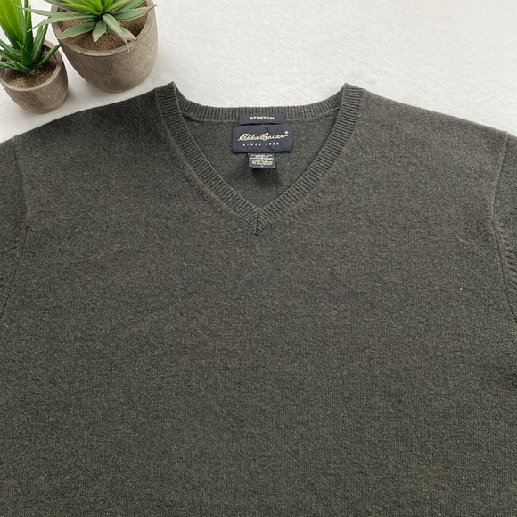 Eddie Bauer Stretch Lambswool Blend Knit Long Sleeve V Neck Pullover Sweater - Picture 5 of 14